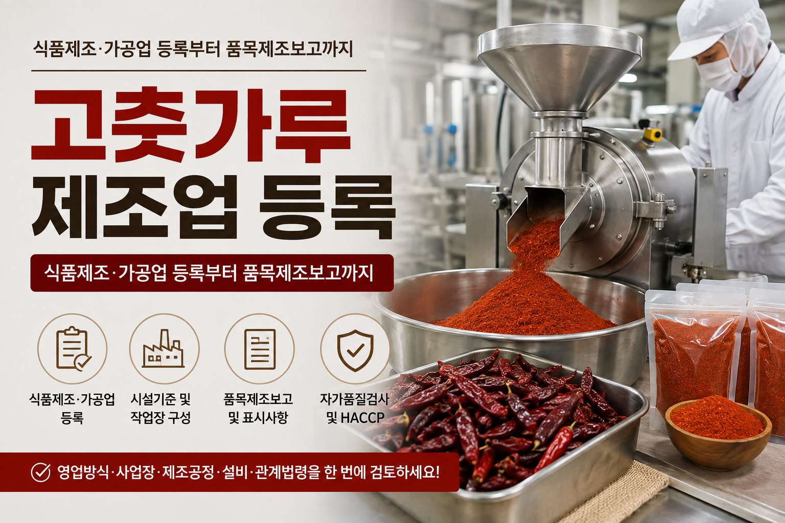 고춧가루 제조업 식품제조가공업 등록 안내