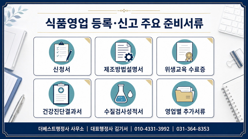식품영업 등록·신고 주요 준비서류 안내