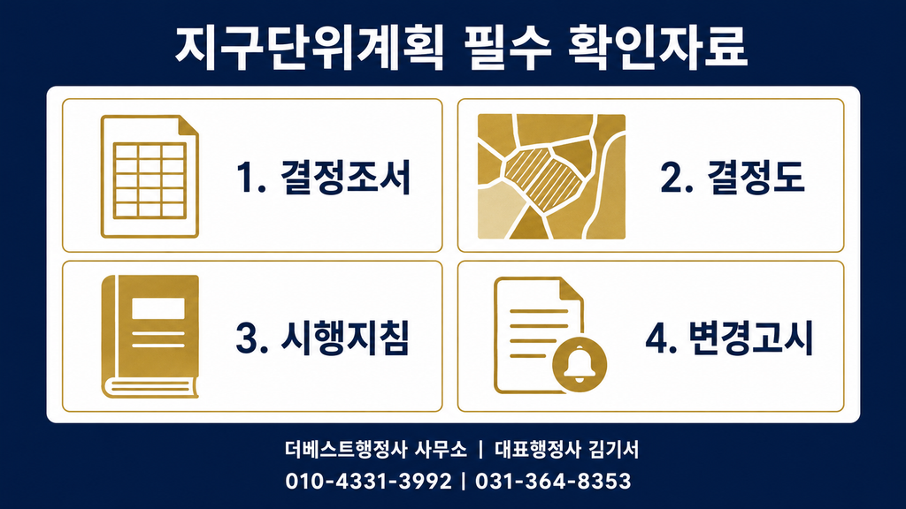 지구단위계획 결정조서 결정도 시행지침 변경고시 필수 확인자료