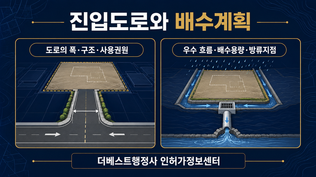 개발행위허가 진입도로 폭 구조 사용권원과 우수 배수계획 심사기준