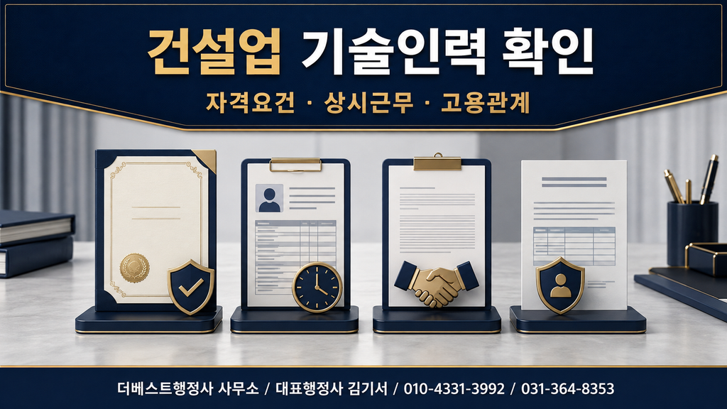 건설업 기술인력의 자격요건 상시근무 고용관계 확인