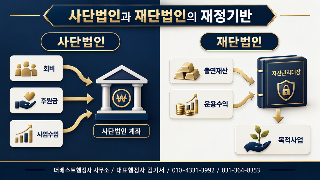 사단법인의 회비·후원금·사업수입과 재단법인의 출연재산·운용수익 구조 비교