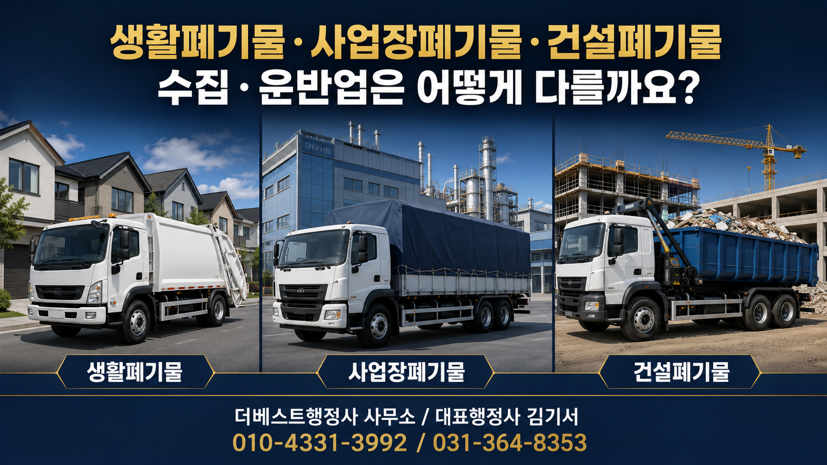 생활폐기물·사업장폐기물·건설폐기물 수집·운반업은 어떻게 다를까요?