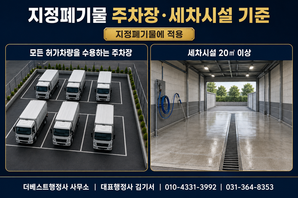 지정폐기물 수집·운반업 주차장 및 20제곱미터 이상 세차시설 기준