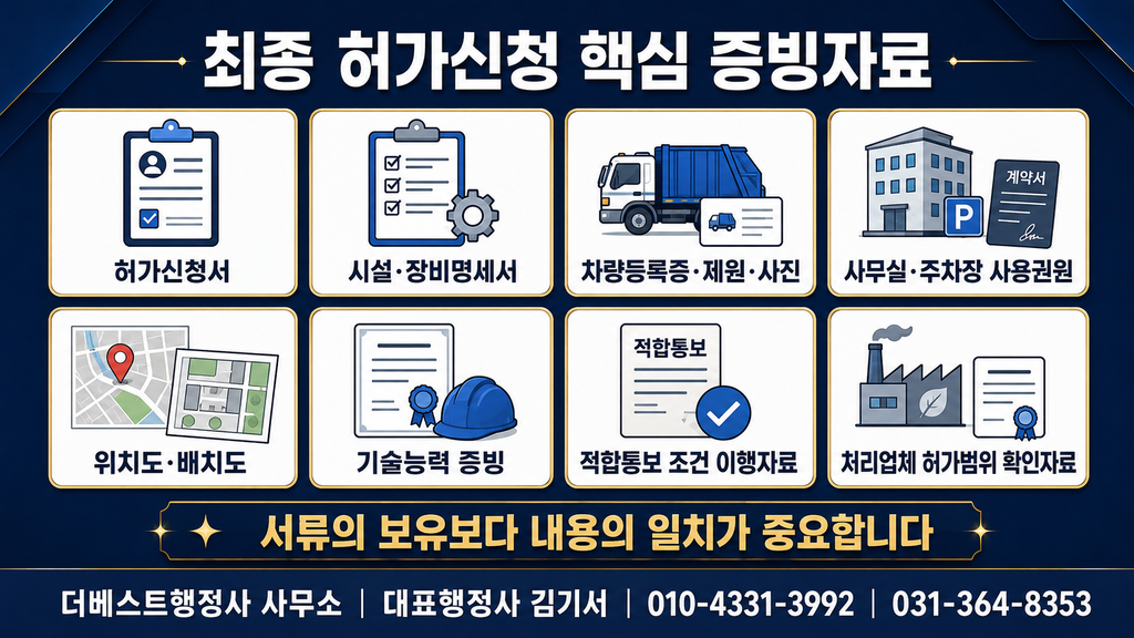 폐기물 수집운반업 최종 허가신청에 필요한 핵심 증빙자료