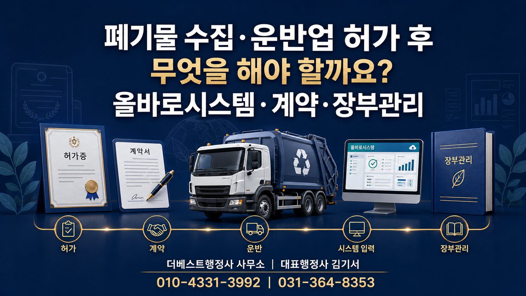 폐기물 수집·운반업 허가 후 무엇을 해야 할까요? 올바로시스템·계약·장부관리