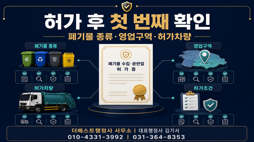 폐기물 수집·운반업 허가 후 폐기물 종류 영업구역 허가차량 확인